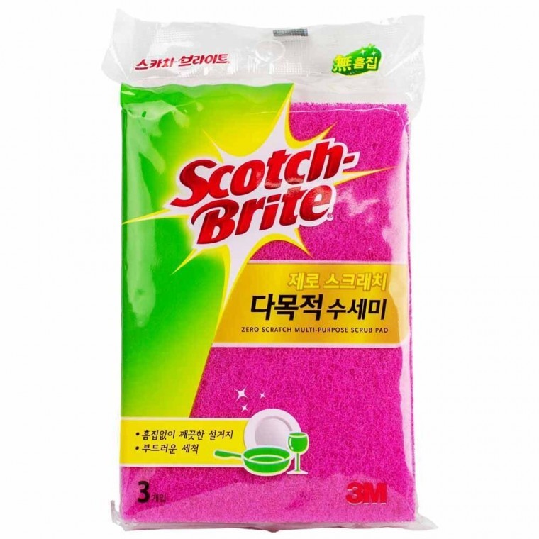 스카치브라이트 제로 스크래치 다목적 수세미 3개입 - 상품 이미지