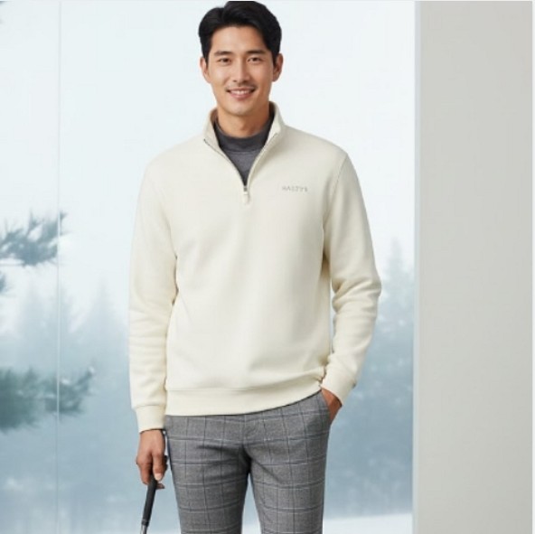 헤지스 남성 겨울 보온 필드룩 반집 하이넥 골프웨어 스윙티셔츠 - 상품 이미지