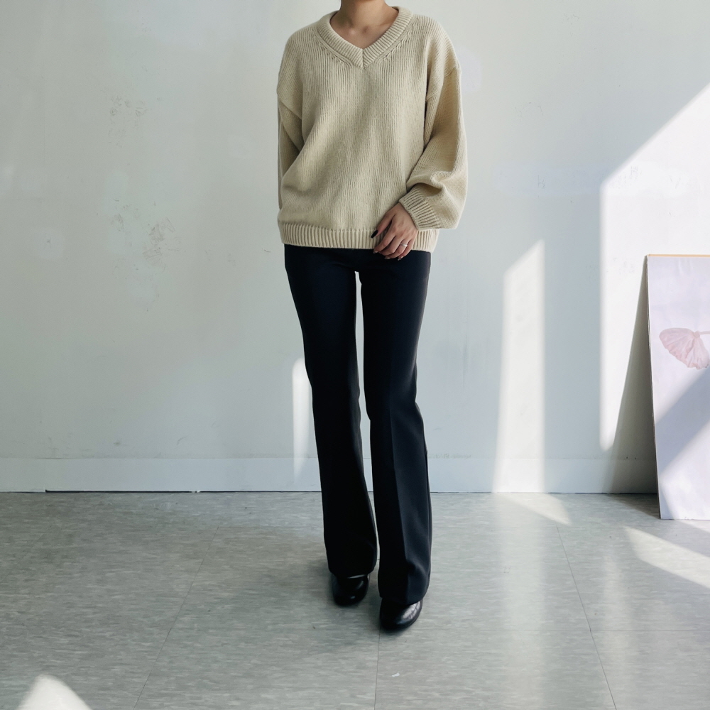 기모슬랙스 부츠컷슬랙스 겨울 하이웨스트 키작녀 키큰여자 팬츠 2기장 - 상세 이미지 5