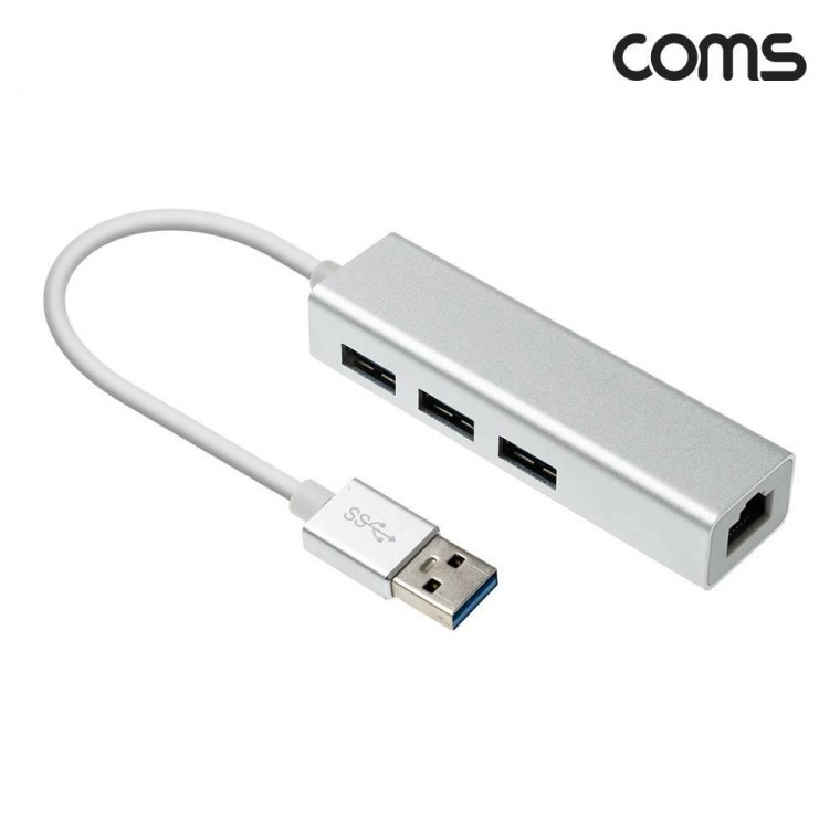 USB 3.0 허브 기가비트 랜카드 USB 3포트 3Port GIGABIT 랜 LAN RJ451000Mbps 이더넷 인터넷 - 상품 이미지
