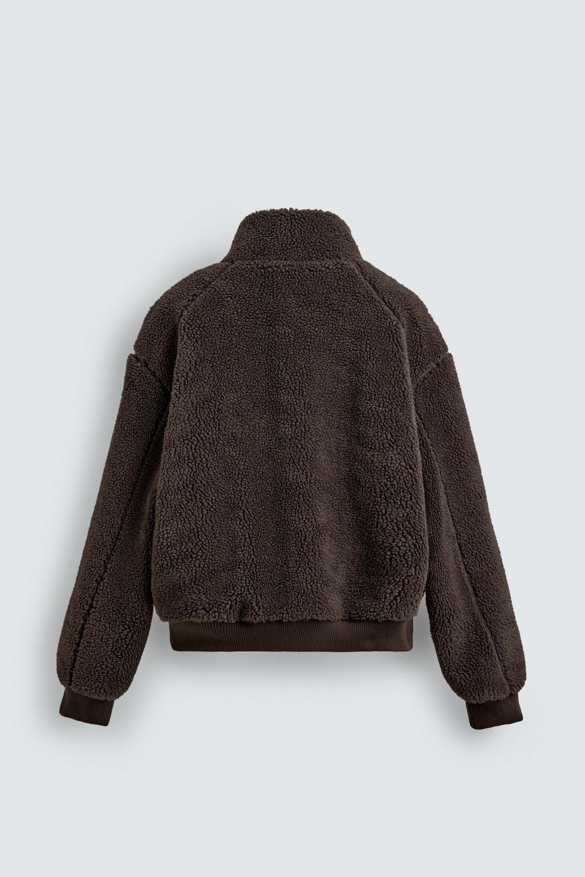 자라 크롭 무스탕 퍼 집업 재킷 브라운 0993/450 BROWN - 상세 이미지 2