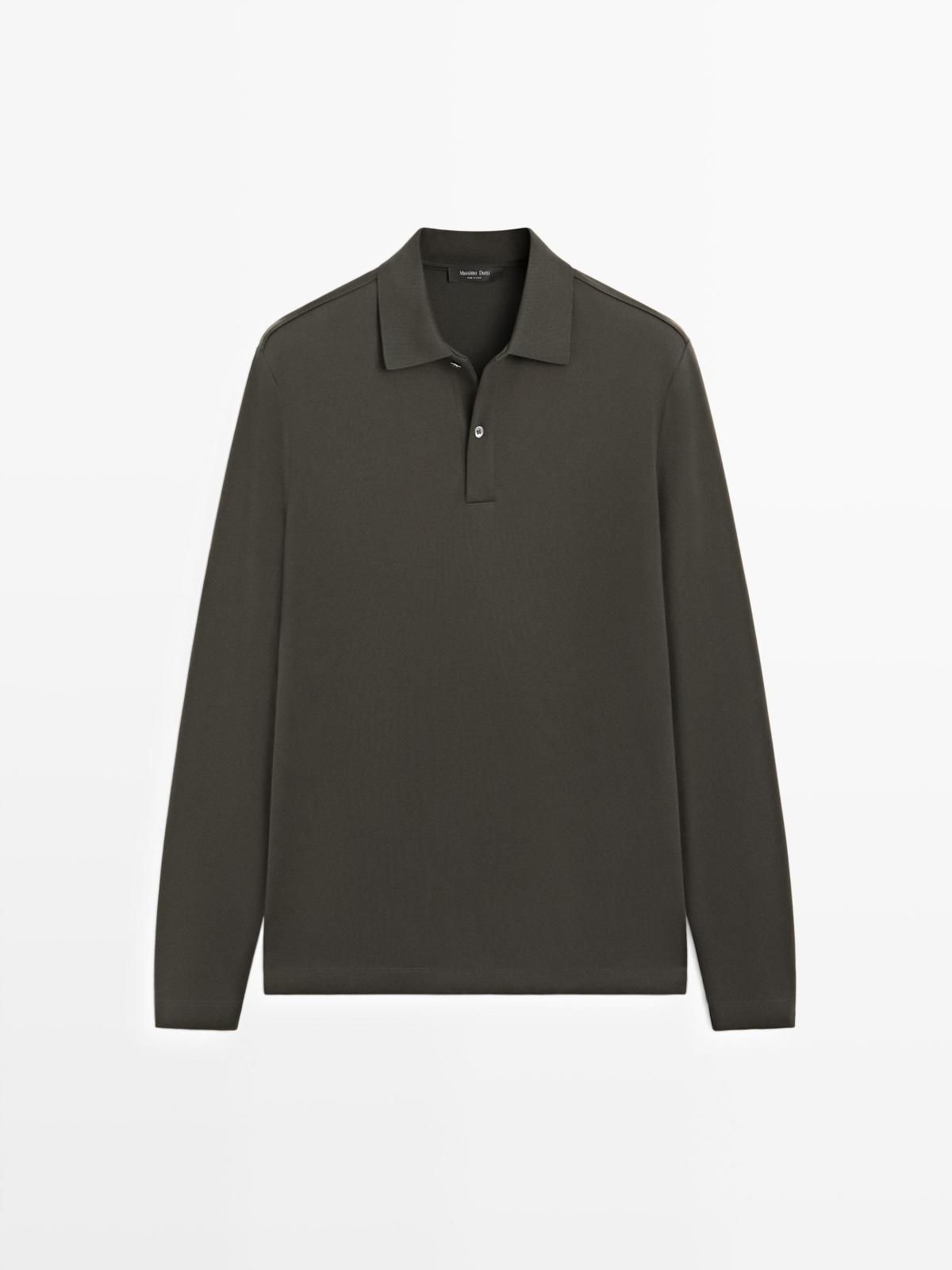 마시모두띠 코튼 립 디테일 긴팔 폴로셔츠 0578/156 CHARCOAL GREY - 상품 이미지