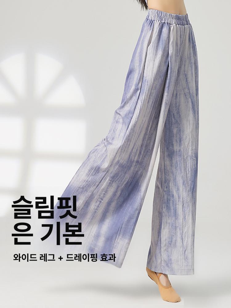 고전 중국 무용 연습 바지 여성 현대무용 와이드 팬츠 몸형 보정 연습용 - 상세 이미지 3