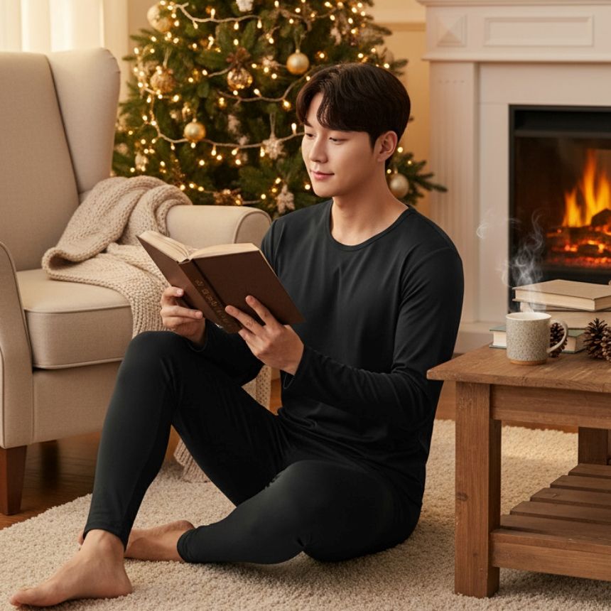 겨울 남성 기능성 발열 기모 내의 보온 남자 내복 상의 하의 세트 소울미스킨 - 상품 이미지