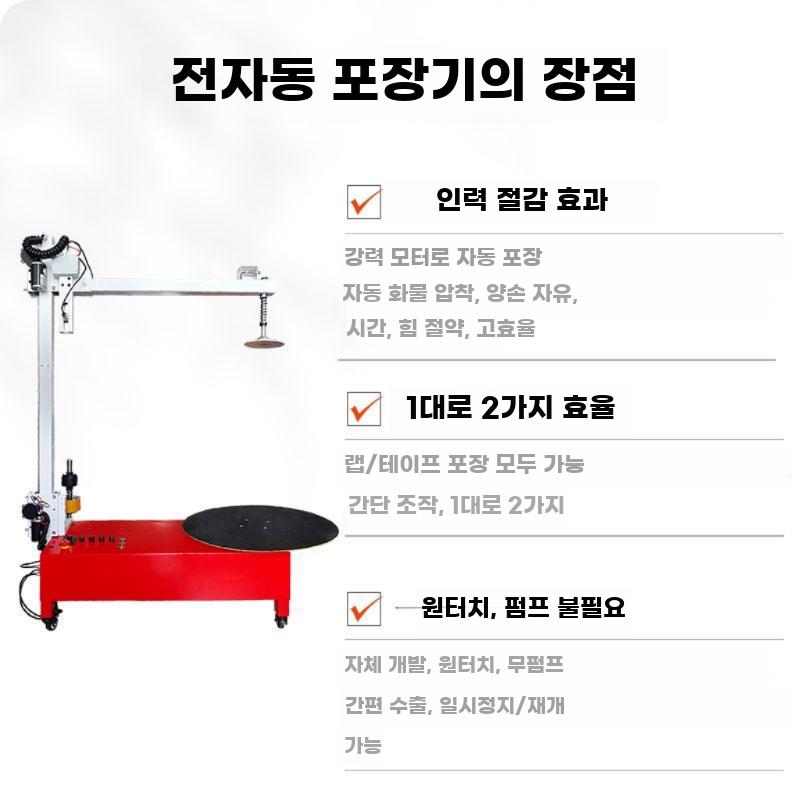 전동 테이프 랩핑기 자동 필름 포장기 전기 래핑 포장 40CM 턴테이블 - 상세 이미지 3