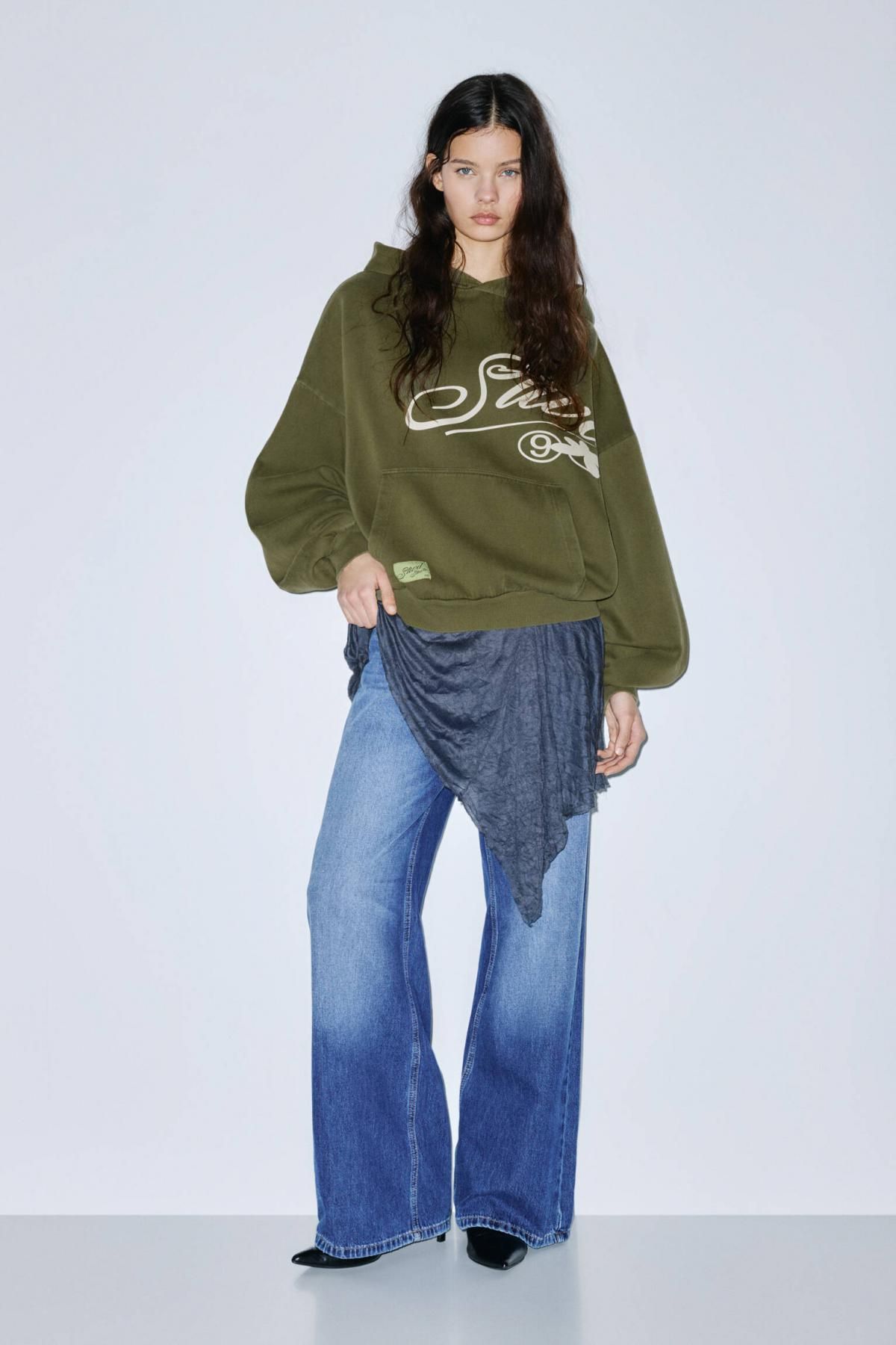풀앤베어 카키 STWD 그래픽 오버핏 후드티 7560/345 KHAKI - 상세 이미지 2