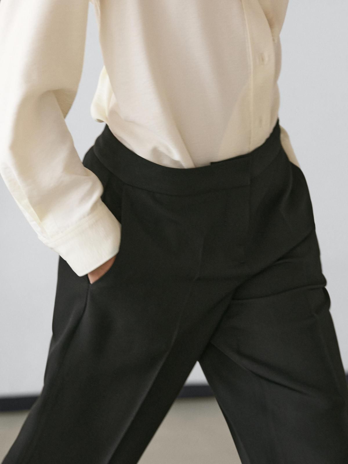 마시모두띠 테크니컬 울블렌드 크레이프 팬츠 5086/756 BLACK - 상세 이미지 4