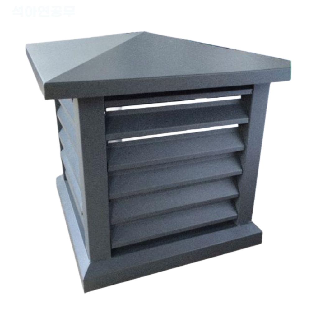 옥상 배기구 커버 환기구 케이스 통풍 덮개 굴뚝 캡 스텐 사각 베이스 350x350mm - 상품 이미지