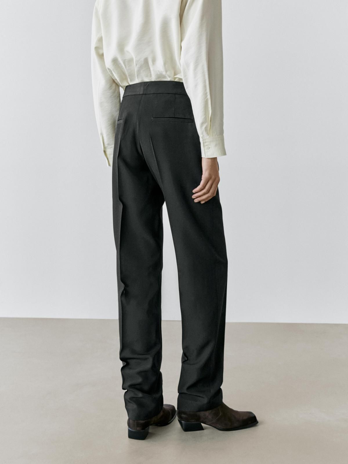 마시모두띠 테크니컬 울블렌드 크레이프 팬츠 5086/756 BLACK - 상세 이미지 3