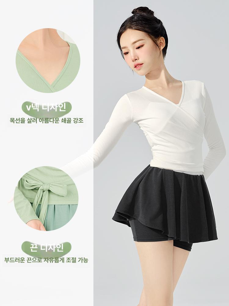 여성 성인 무용 상의 긴팔 발레 체조 연습용 모던 댄스 의상 - 상세 이미지 5