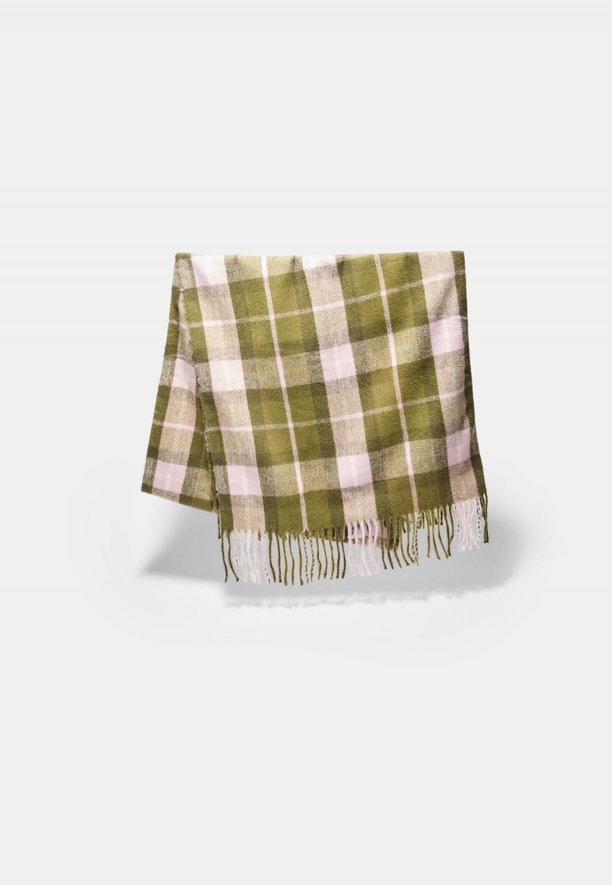 스트라디바리우스 체크 패턴 머플러 스카프 3609/903 OLIVE GREEN - 상세 이미지 5