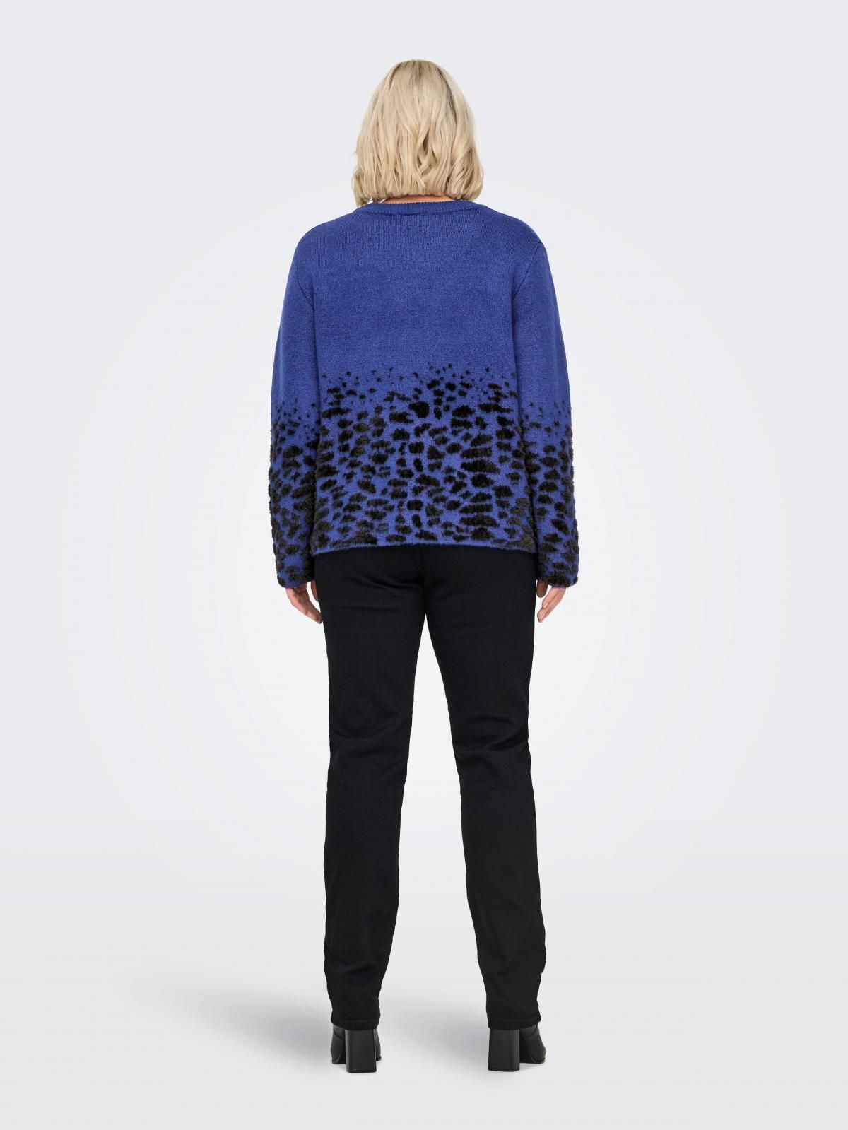 온리 레오파드 라운드넥 니트 스웨터 15329266_2082_1129471 PURPLE / SODALITE BLUE - 상세 이미지 3