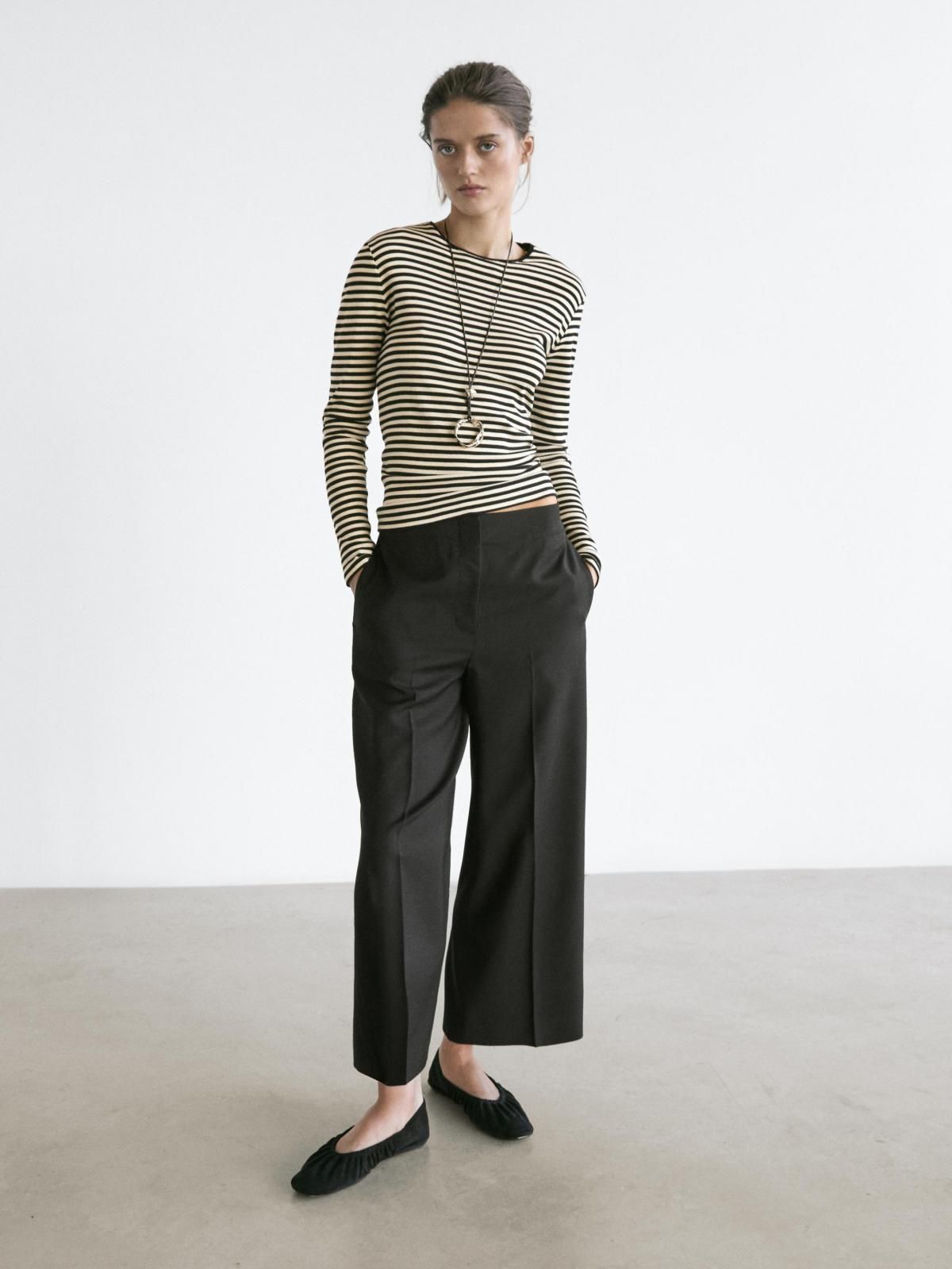 마시모두띠 울 크롭 와이드 밴딩 슬랙스 팬츠 5002/652 BLACK - 상세 이미지 2