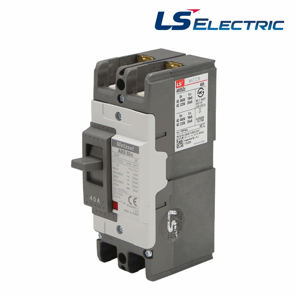 산업용 분전반 MCCB 배선차단기 ABS 52C 2P 40A 35kA LS일렉트릭 - 상품 이미지