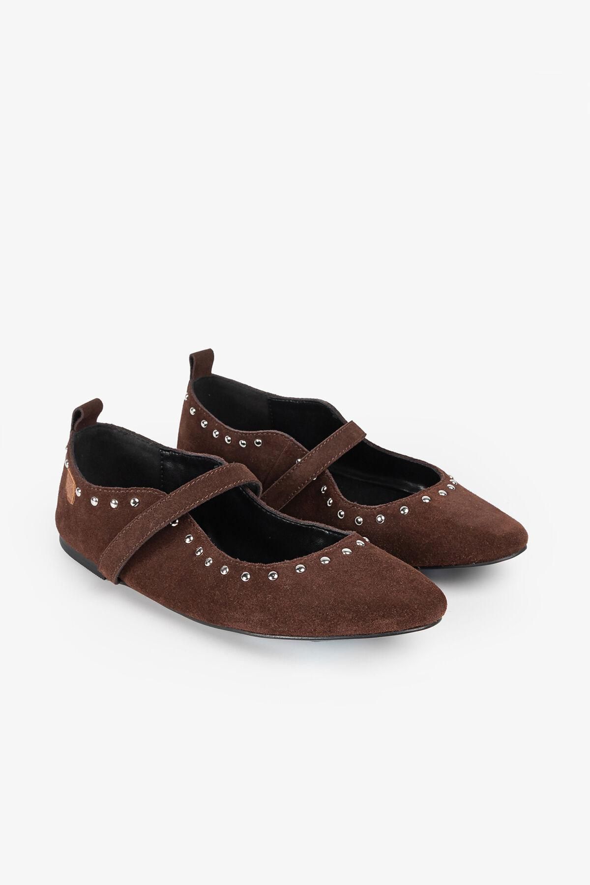 포파 브라운 스터드 발레리나 플랫슈즈 3892277 MARRON OSCURO - 상세 이미지 2