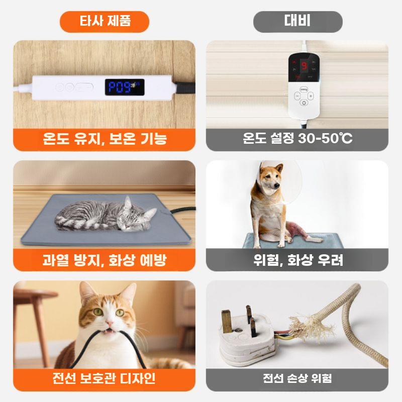 강아지 발열 매트 고양이 온열 패드 전기 가열 장판 라이트 그레이(레귤러 모델) - 상세 이미지 5