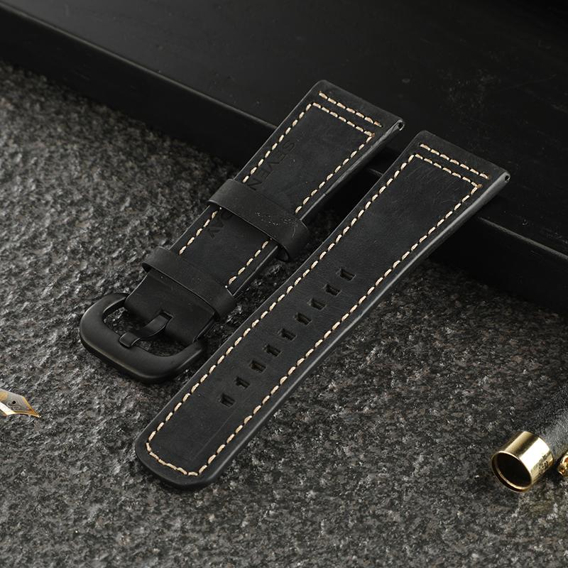 세븐프리데이 M2 P1 S2 호환 가죽줄 화이트 실 블랙 실버 버클 28mm - 상세 이미지 5