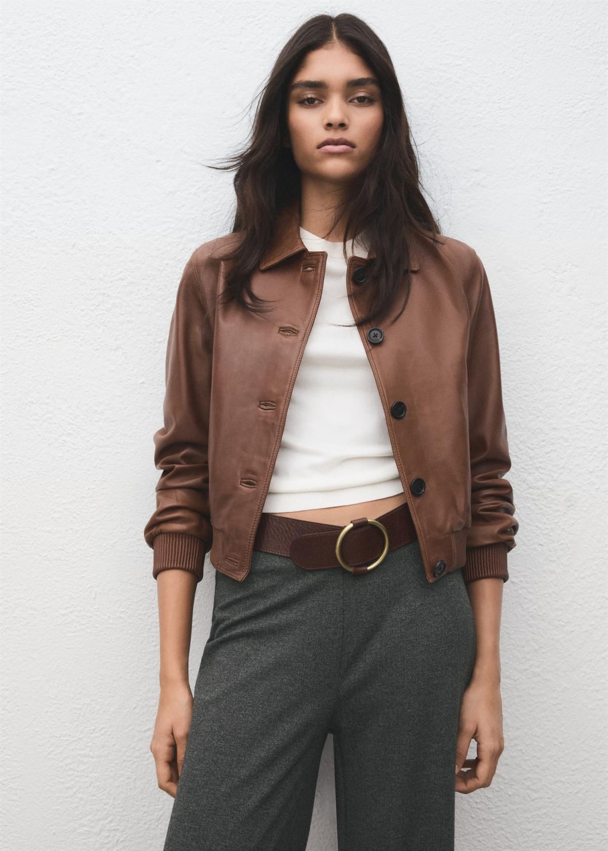 망고 와이드핏 스트레이트 밴딩 슬랙스 팬츠 27081248 GRIS - 상세 이미지 4