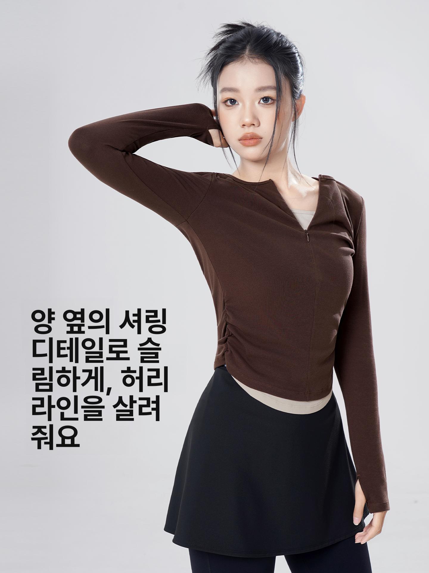 여성 현대무용 연습복 상의 긴팔 가을 세트 데일리 착용 가능 - 상세 이미지 5