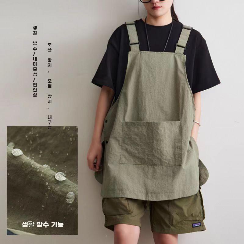 숏 앞치마 짧은 미용실 치마 꽃집 카페 주머니 조끼 공방 라이트 그린 65cm 스트랩 - 상세 이미지 4