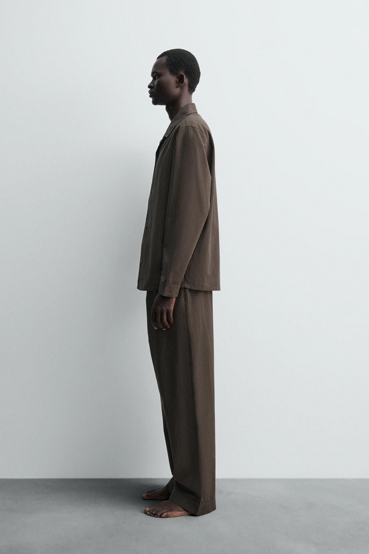 자라 테크니컬 자카드 긴팔 셔츠 5344/320 BROWN - 상세 이미지 5