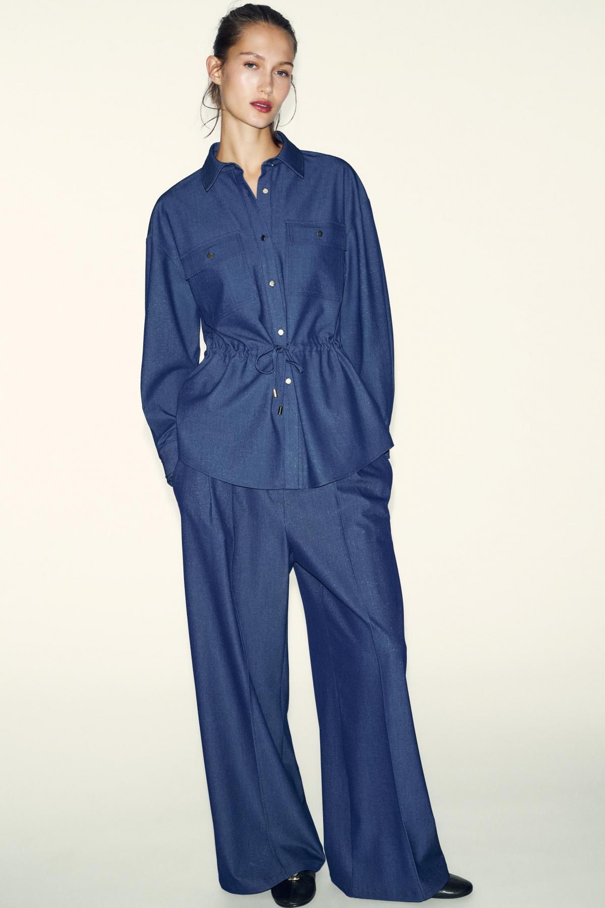 자라 데님 사파리 드로스트링 셔츠 9021/951 INDIGO - 상세 이미지 2