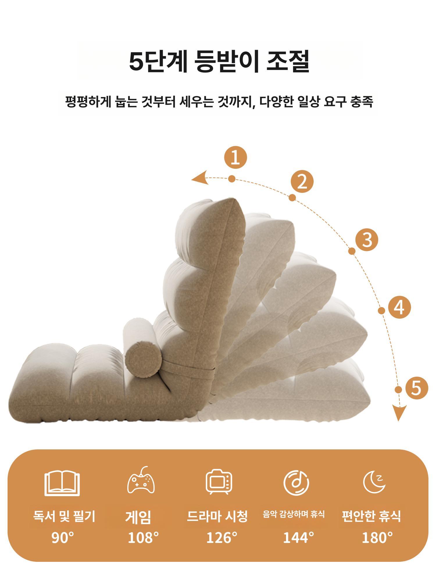 만화방의자 등받이 게으른 공간절약 원룸 학생용 접이식 쿠션 창가용 특별 할인 시안색 18 지지력+5단계 - 상세 이미지 3