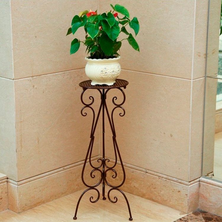 철제 화분 스탠드 베란다 화분랙 북유럽 꽃병 선반 받침대 56cm 블랙 28cm - 상세 이미지 3