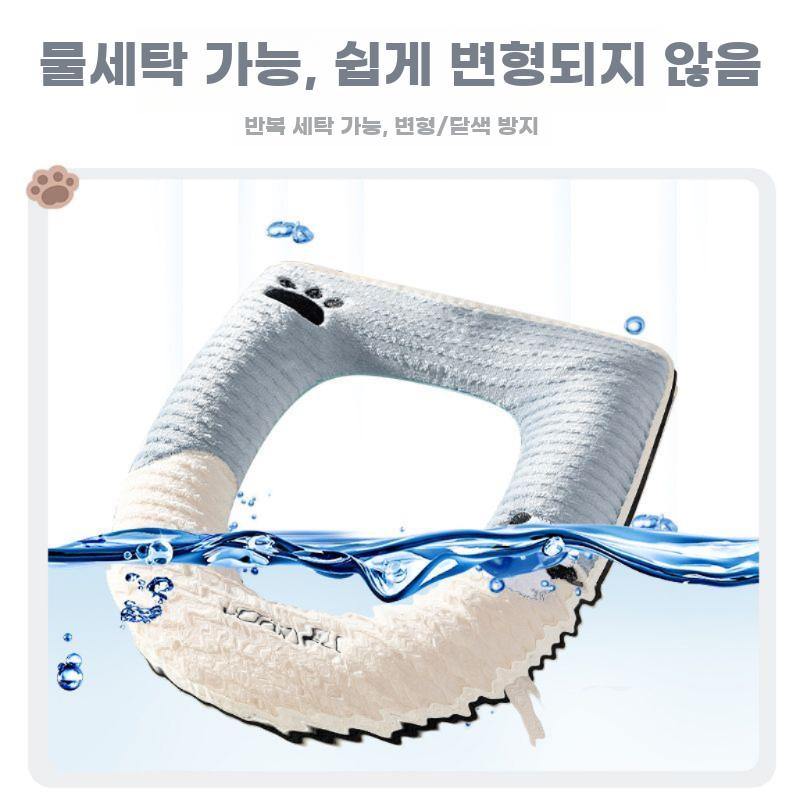 변기 쿠션커버 화장실 양변기 겨울 쿠션 시트 커버 방석 블루 백 팬더(두꺼운 손잡이) - 상세 이미지 5