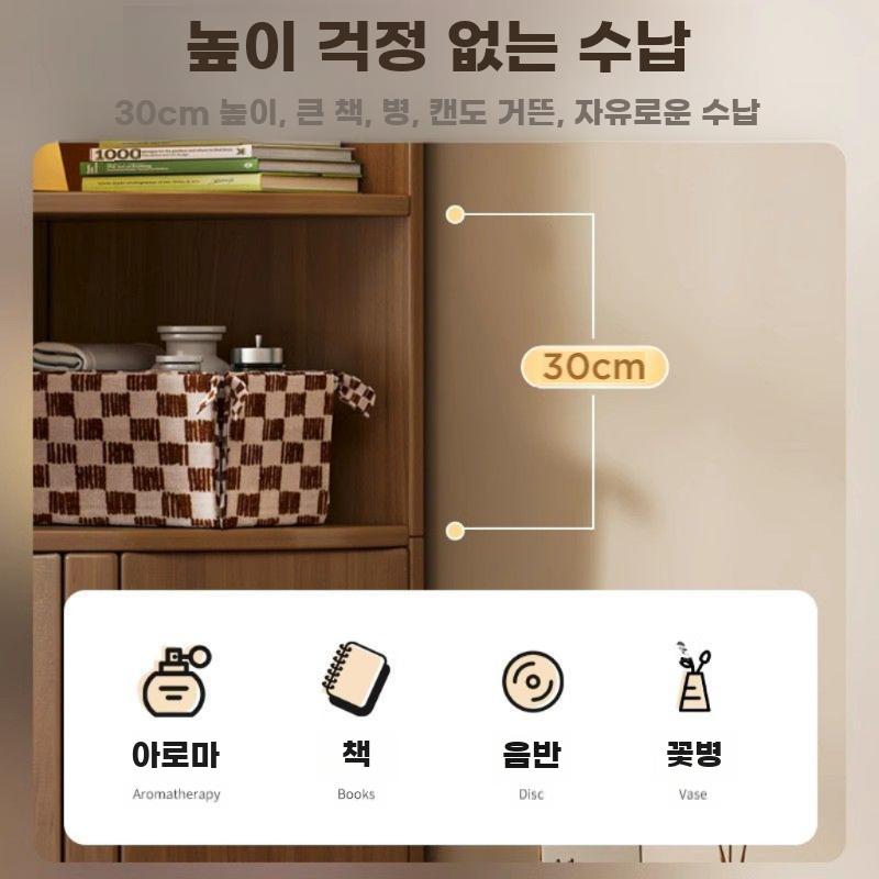 코너 진열장 원목 코너장 직각 수납장 빈티지 장식장 120x50cm 호두 - 상세 이미지 4