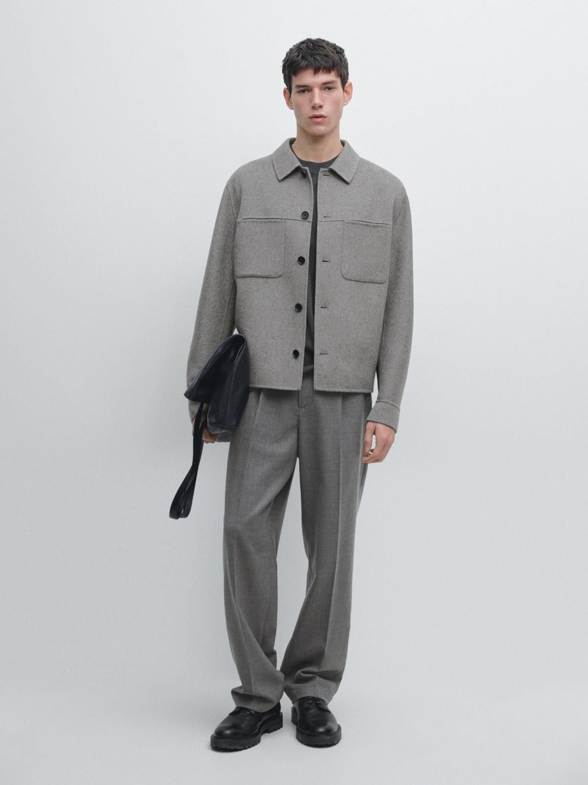 마시모두띠 울 블렌드 오버셔츠 포켓 그레이 2842/381 PALE GREY - 상세 이미지 2
