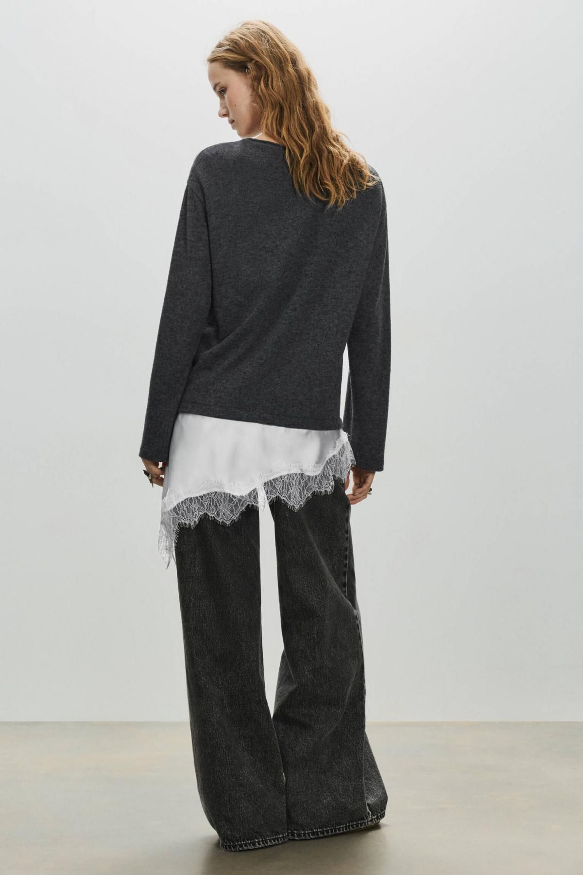 풀앤베어 레이스 믹스 긴팔 티셔츠 3230/309 DARK GREY - 상세 이미지 4
