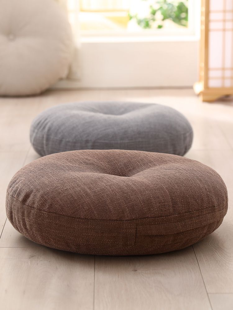 명상 방석 다도 다다미 원형 쿠션 좌식 푹신한 매트 크림 화이트 직경 40cm (탈착식) - 상세 이미지 2