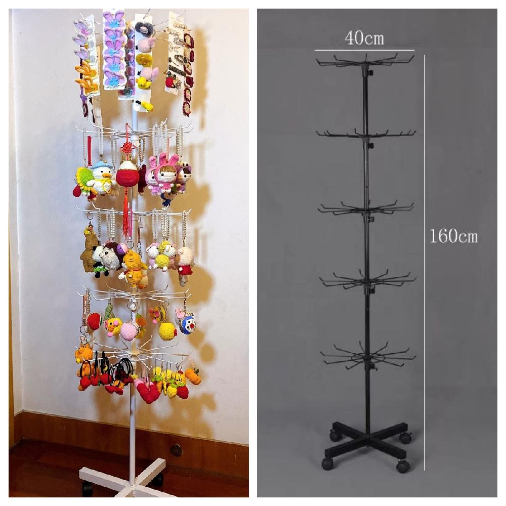 회전 진열대 매장 악세사리 선반 옷가게 쥬얼리 거치대 흰색 2단 66cm - 상세 이미지 5