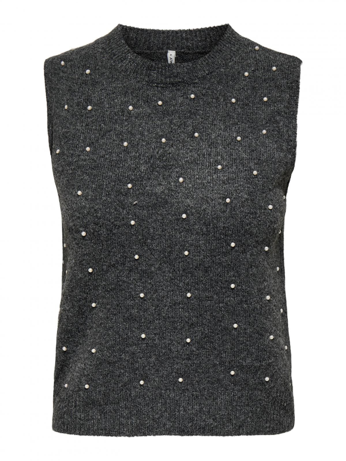 온리 진주장식 라운드넥 니트 베스트 15353076_2383_1201598 GREY / DARK GREY MELANGE - 상세 이미지 4