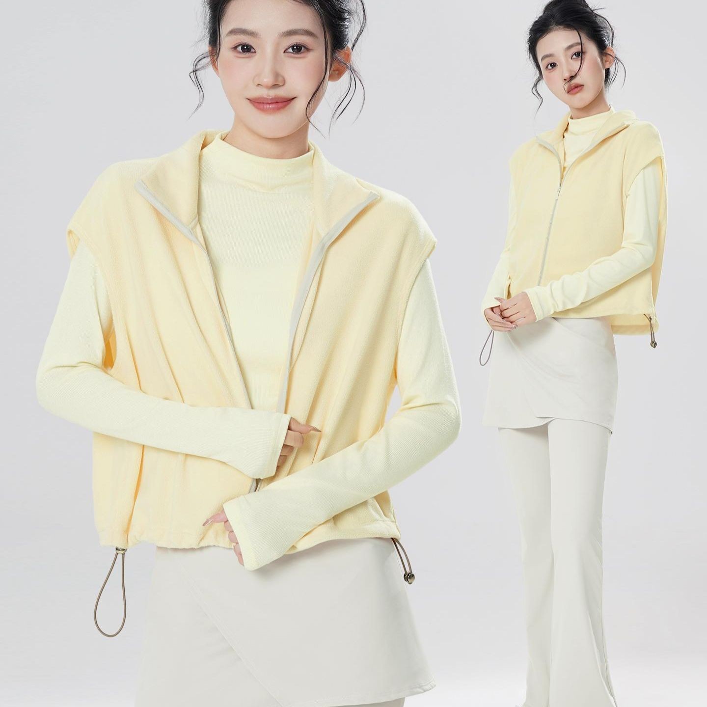 여성 발레 연습복 얇은 보온 조끼 가을 겨울 무용 상의 아우터 - 상품 이미지