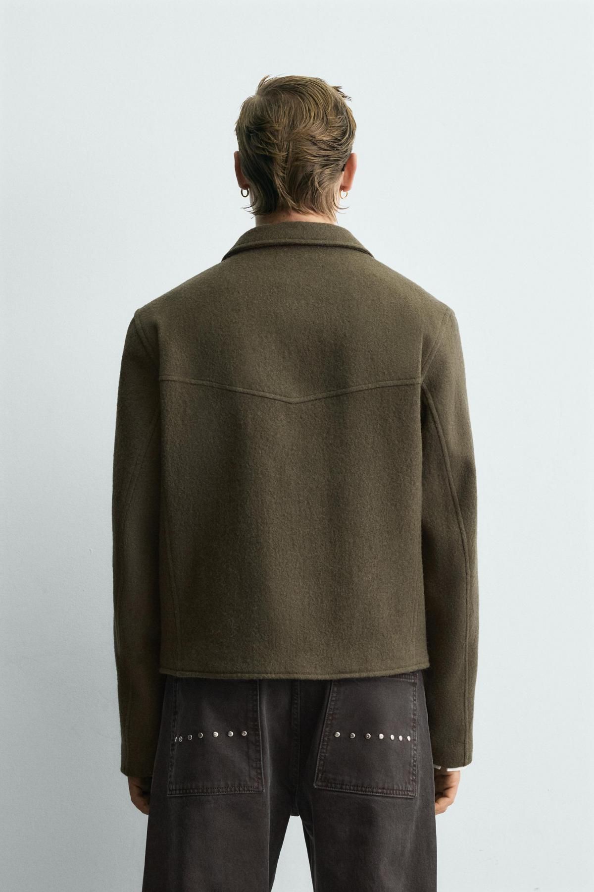 자라 한정판 울 크롭 포켓 재킷 9389/952 KHAKI - 상세 이미지 4