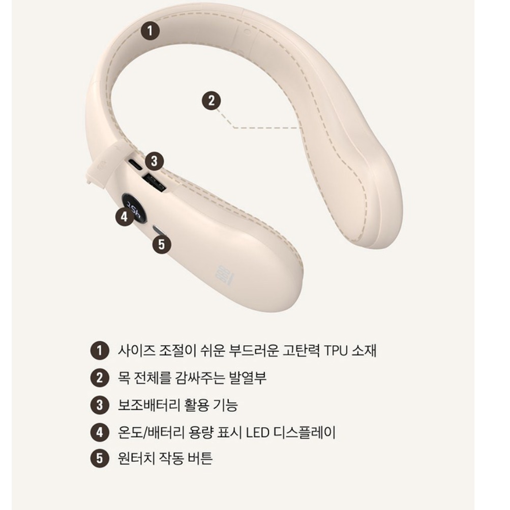 넥밴드 온풍기 목걸이 히터 무선 온풍기 소형 난방기 충전식 온풍기