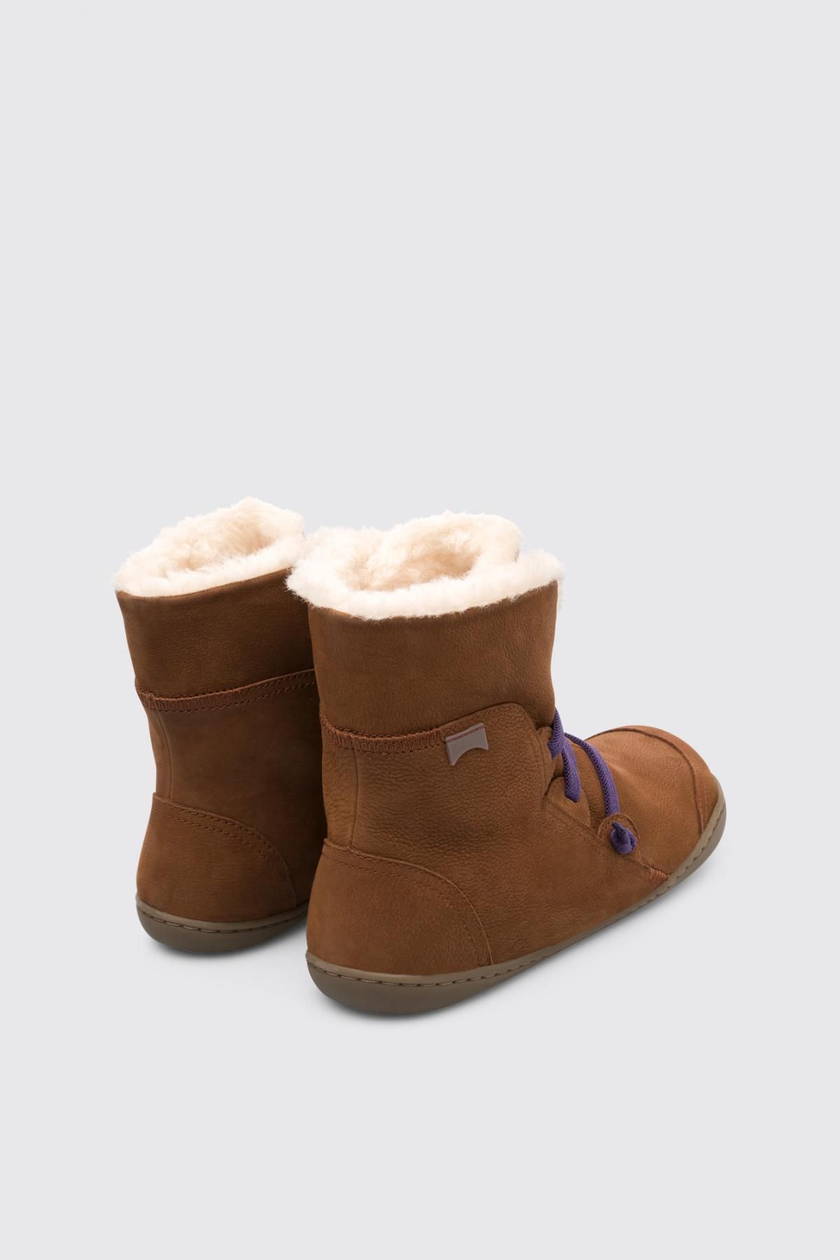 캠퍼 테크니컬 누벅 앵클부츠 퍼안감 여성 46477-045 BROWN - 상세 이미지 3