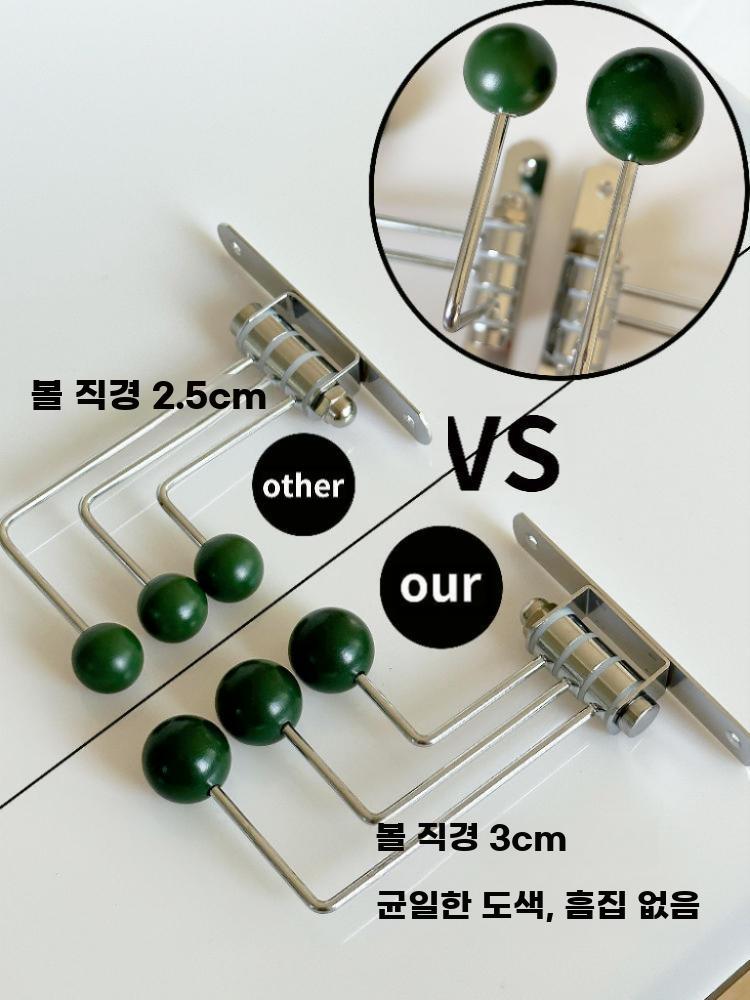 회전 코트랙 벽걸이 행거 소품 걸이 벽헹거 옷걸이 랙 크림 화이트 3후크 (접착제) - 상세 이미지 5