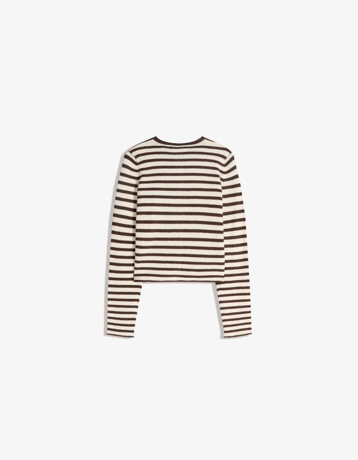 버쉬카 스트라이프 라운드넥 니트 가디건 0011/097 BROWN - 상세 이미지 2