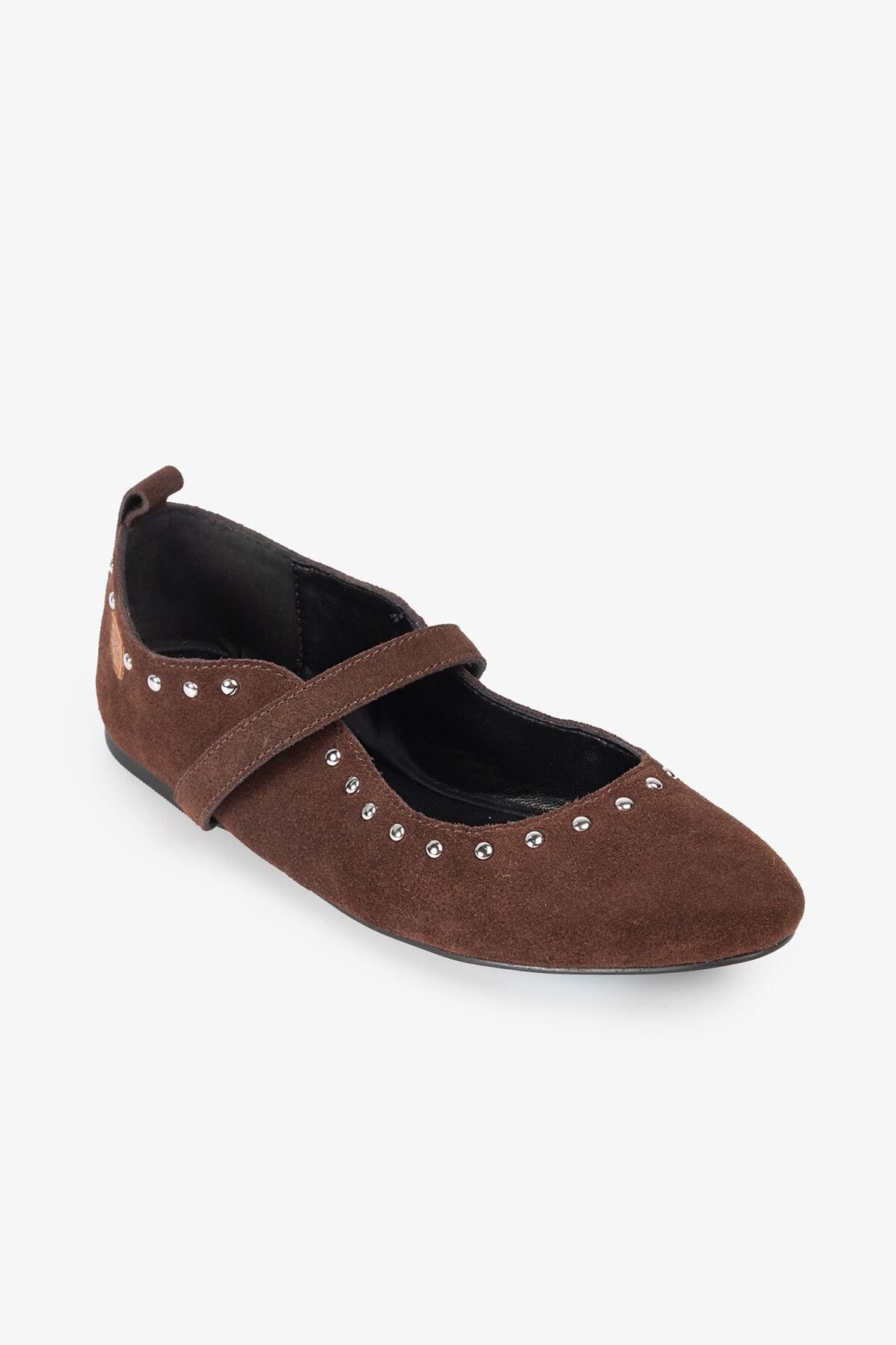 포파 브라운 스터드 발레리나 플랫슈즈 3892277 MARRON OSCURO - 상세 이미지 4