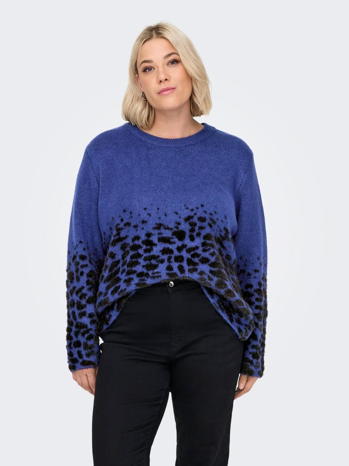 온리 레오파드 라운드넥 니트 스웨터 15329266_2082_1129471 PURPLE / SODALITE BLUE - 상세 이미지 2