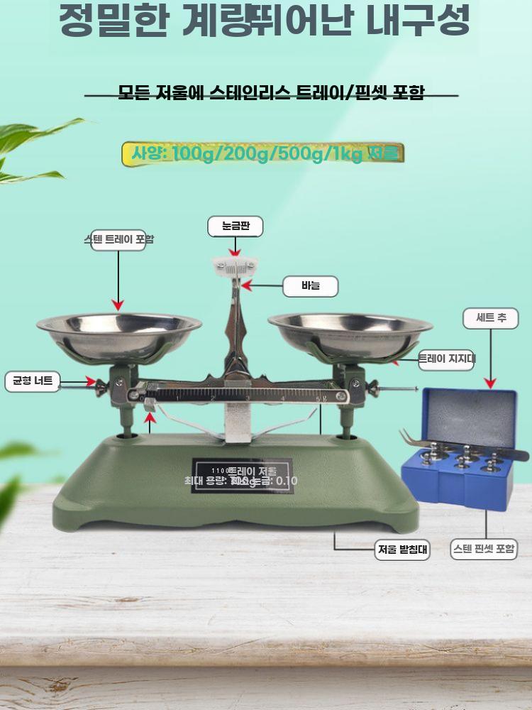 양팔 저울 실험실 추 분동 수평 무계 계량 밸런스 플라스틱판 200g 정밀 0.2g 세트 - 상세 이미지 3