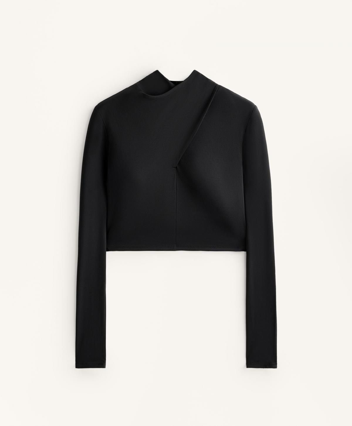 오이쇼 드레이프넥 컴포트럭스 크롭 긴팔 티셔츠 2496/904 BLACK - 상품 이미지