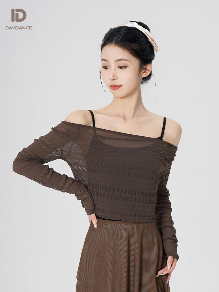 여성용 가을 긴팔 발레 상의 현대무용 연습복 - 상세 이미지 2