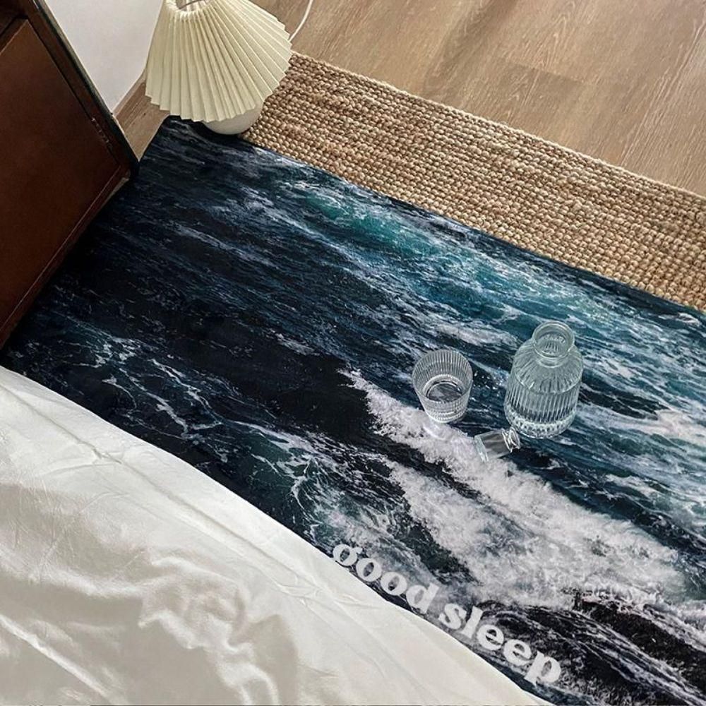 파도 러그 해변 풍경 발매트 카페트 바다 바닥 카펫 단일 상품 40x120cm - 상품 이미지