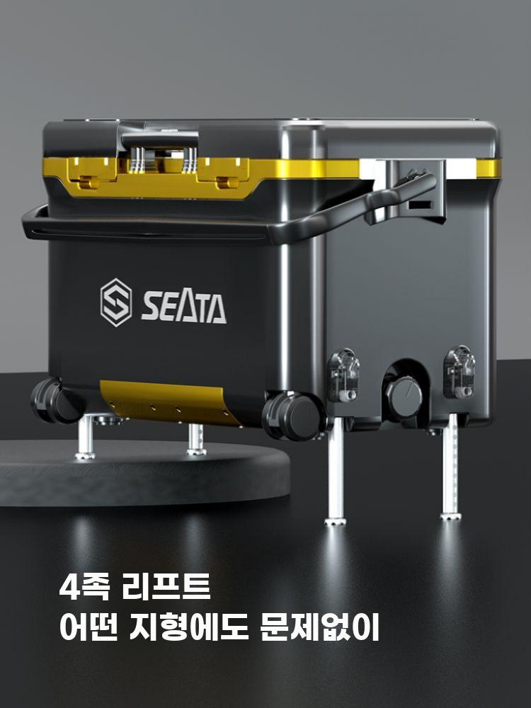 낚시캐리어 이동식 아이스박스 보냉 태클박스 테이블 세트 블랙/레드 박스+숄더 스트랩 - 상세 이미지 5