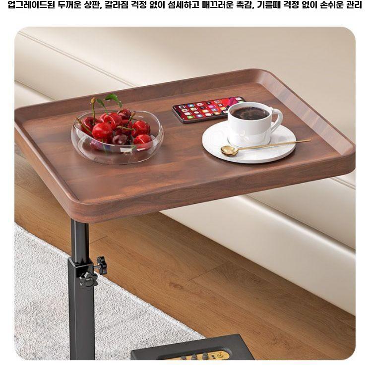 미용실 티테이블 이동식 사이드 보조 테이블 커피 협탁 화이트 마블링 40x30 - 상세 이미지 3