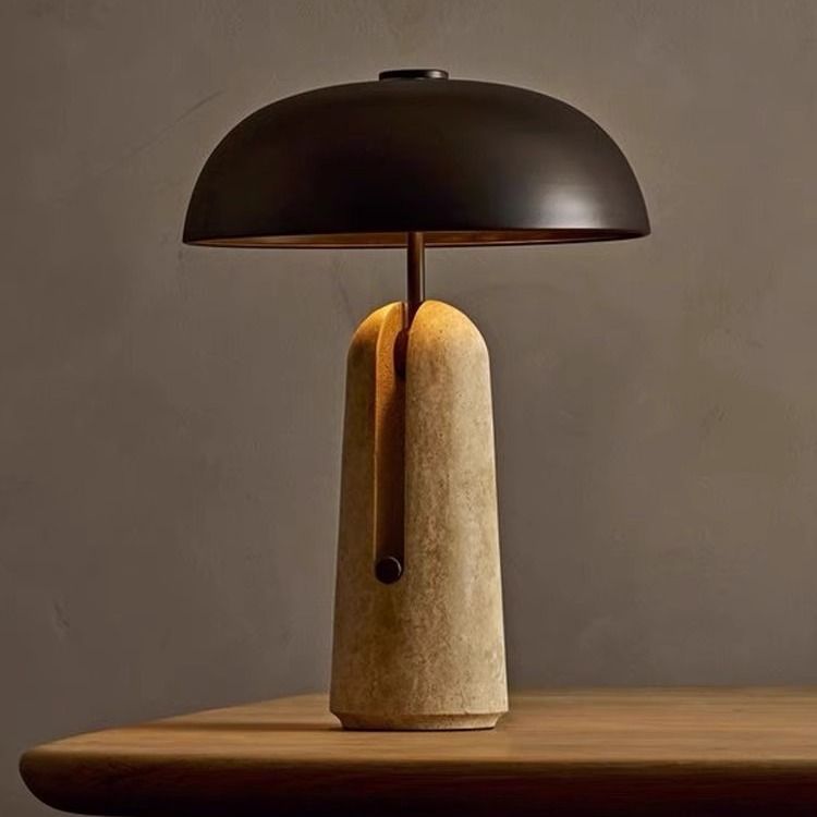 버섯 램프 탁상 무드등 일본식 와비사비 조명 모던 미니멀 블랙 커버 + 사막 W35xH48CM - 상세 이미지 2